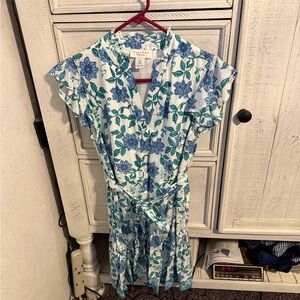 Elegant Blue Floral Midi Dress